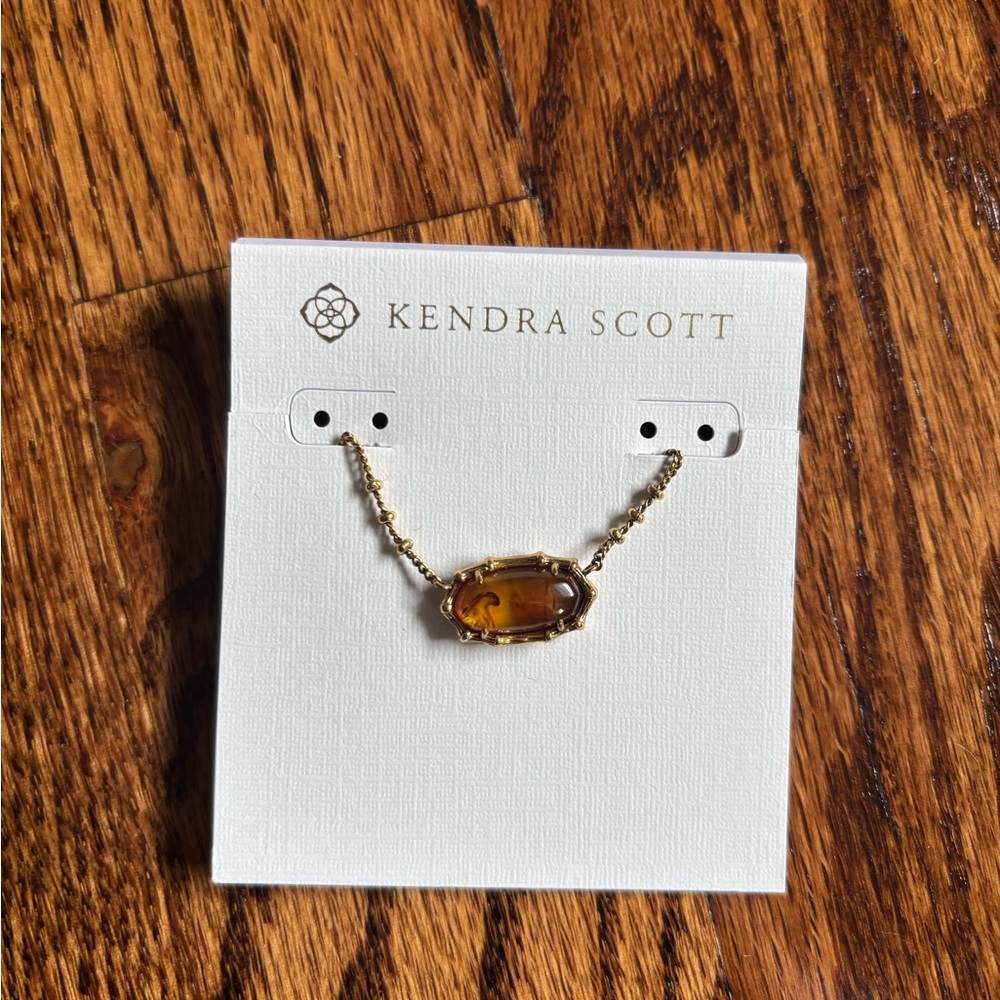 Kendra Scott Gold Necklace with Amber Stone